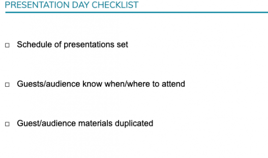Thumbnail of this downloadable resource called Presentation Day Checklist