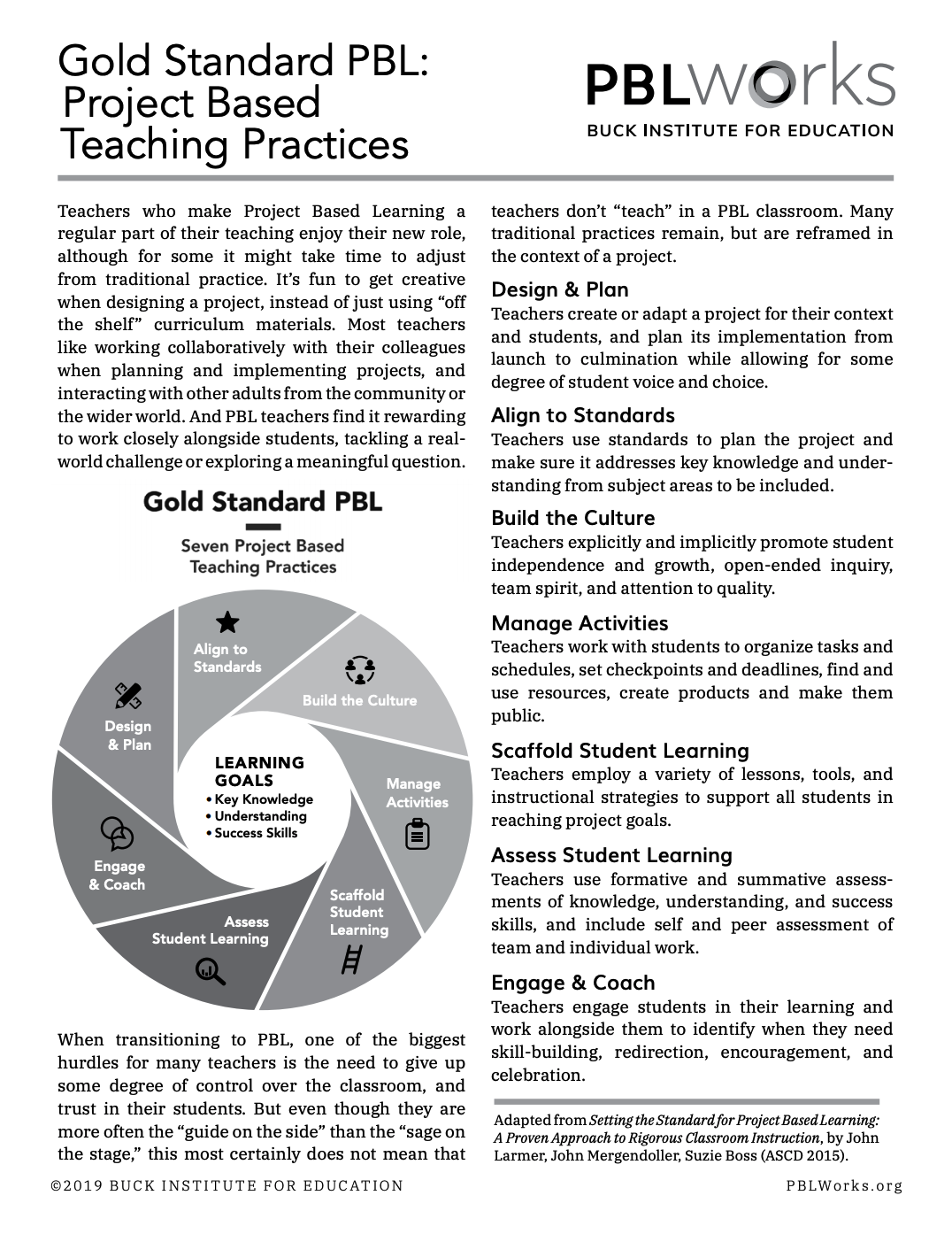 Gold Standard PBL Project Based Teaching Practices