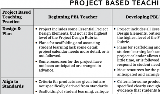 This is a thumbnail image of the Project Based Teaching Rubric .pdf attachment