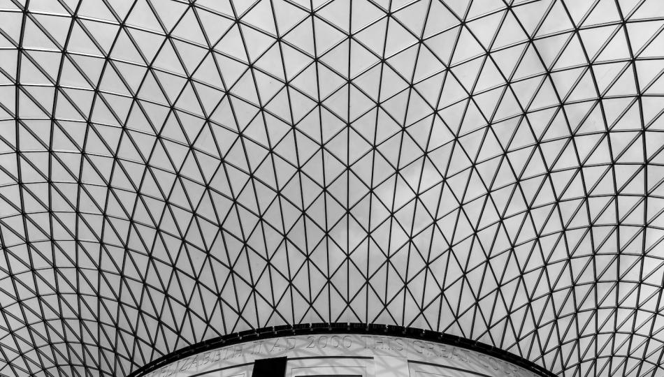 Photo of museum roof showing parabolic effect of support structure