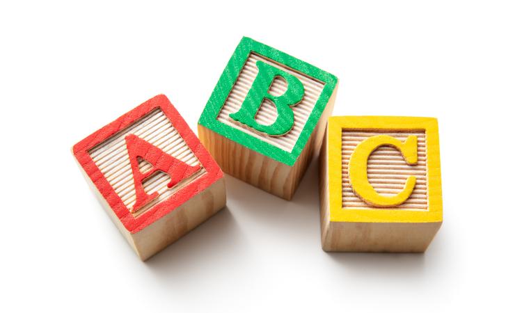 Alphabet blocks on a white background
